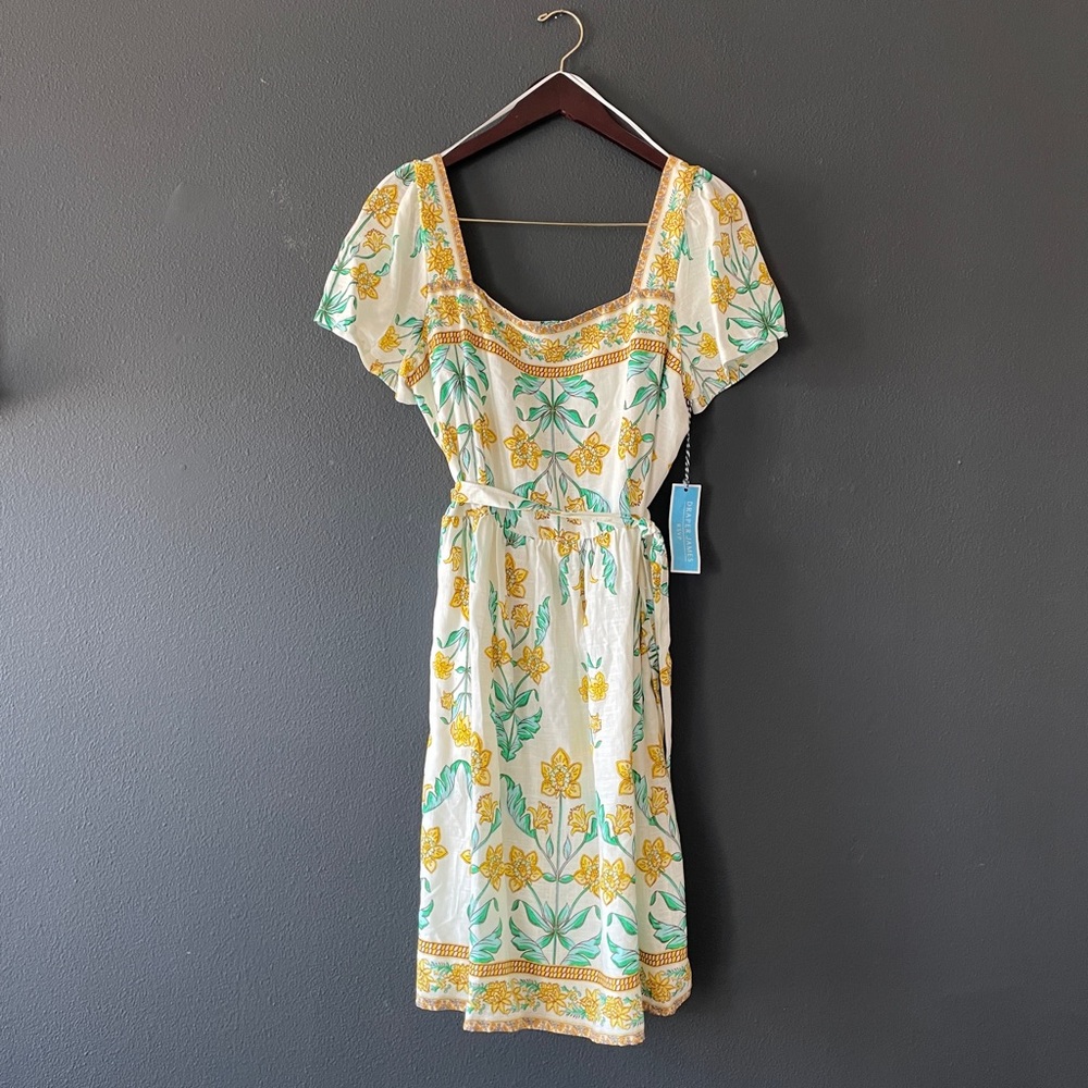 Floral Print Dress with Yellow and Green Accents